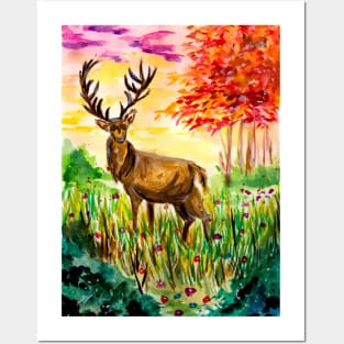 Deer in the Autumn Forest Posters and Art